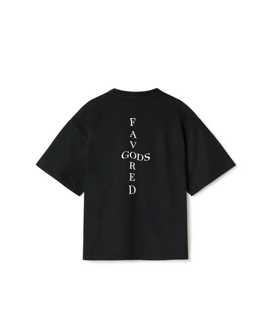 GODS FAVORED BACK CROSS TEE - BLACK